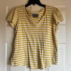 SOLD Anthropologie brand t shirt, cute yellow and white stripes